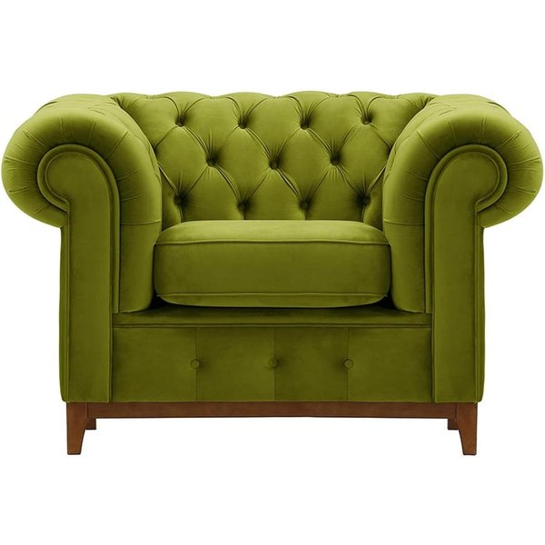 Chesterfield Grand Armchair, olive green, Leg colour: aveo