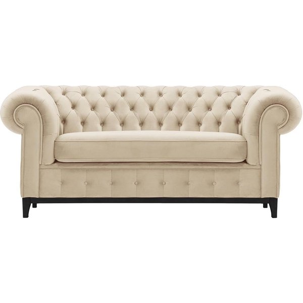 Chesterfield Grand 2 Seater Sofa, light beige, Leg colour: black