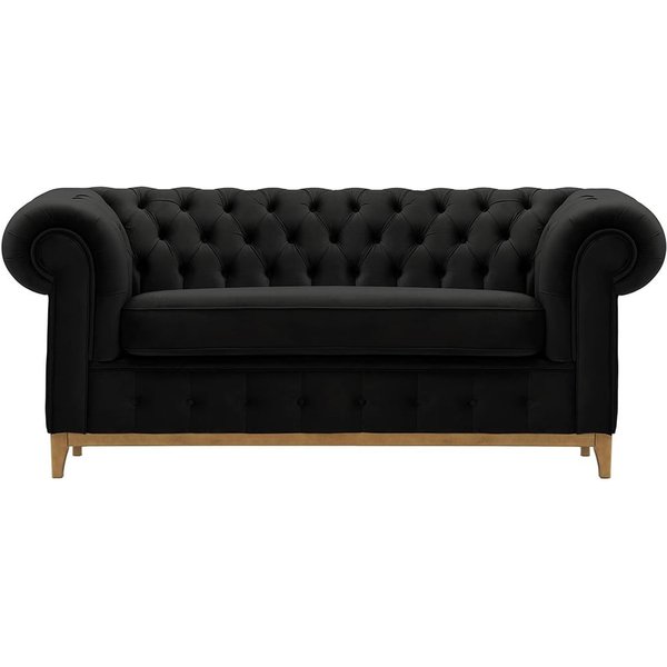 Chesterfield Grand 2 Seater Sofa, black, Leg colour: like oak