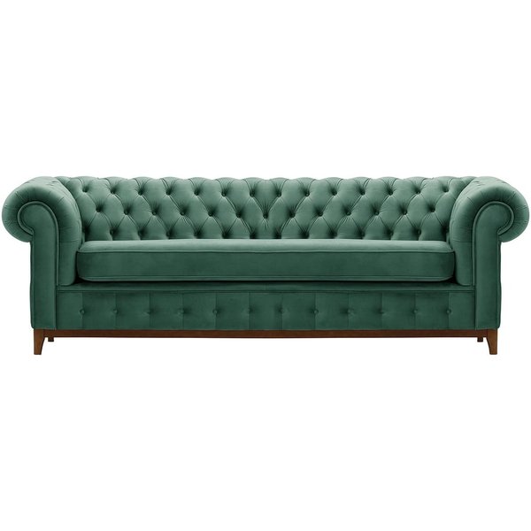 Chesterfield Grand 3 Seater Sofa, dirty blue, Leg colour: aveo