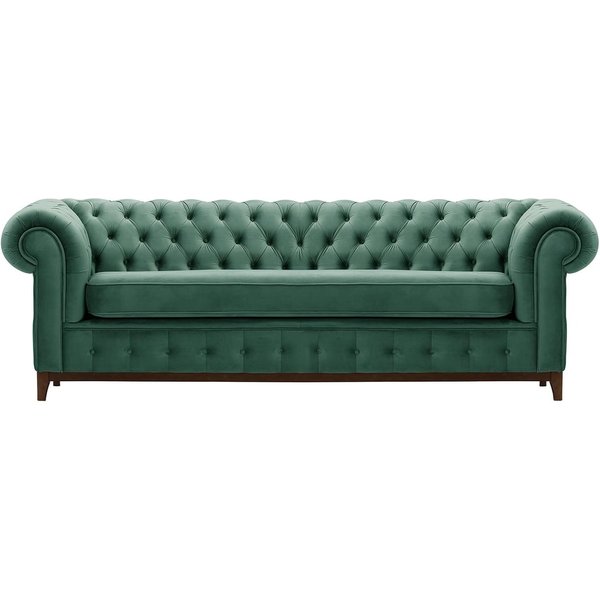 Chesterfield Grand 3 Seater Sofa, dirty blue, Leg colour: dark oak