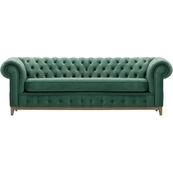 Chesterfield Grand 3 Seater Sofa, dirty blue, Leg colour: wax black