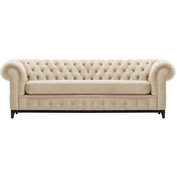 Chesterfield Grand 3 Seater Sofa, light beige, Leg colour: black