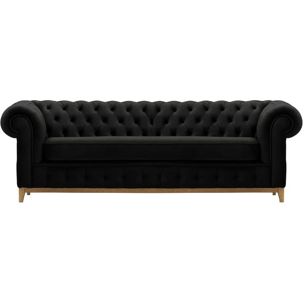 Chesterfield Grand 3 Seater Sofa, black, Leg colour: like oak