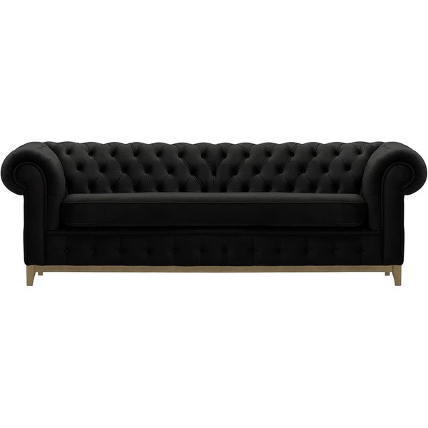 Chesterfield Grand 3 Seater Sofa, black, Leg colour: wax black