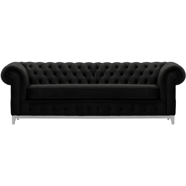 Chesterfield Grand 3 Seater Sofa, black, Leg colour: white