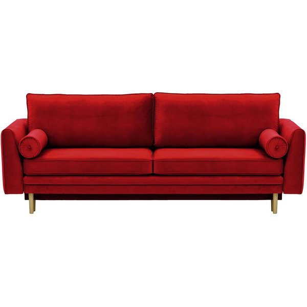Cornelia Sofa Bed with Storage, dark red, Leg colour: wax black
