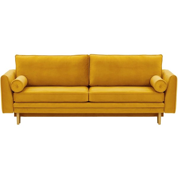 Cornelia Sofa Bed with Storage, mustard, Leg colour: like oak