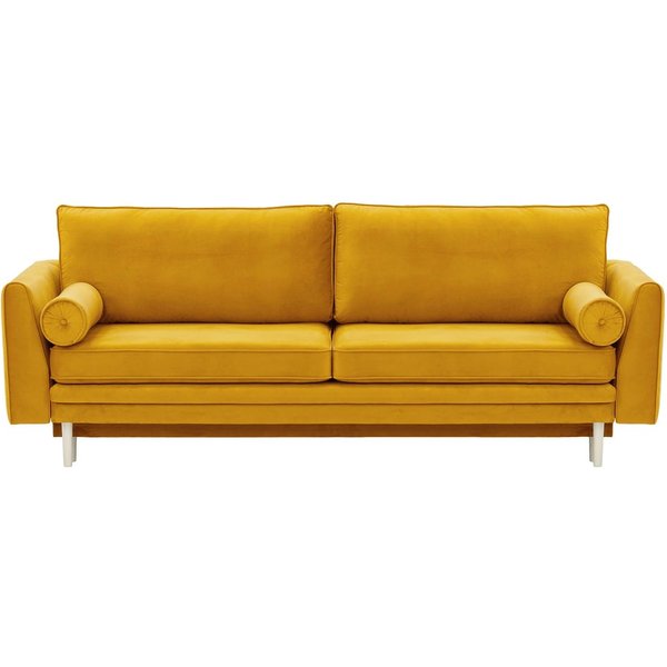 Cornelia Sofa Bed with Storage, mustard, Leg colour: white