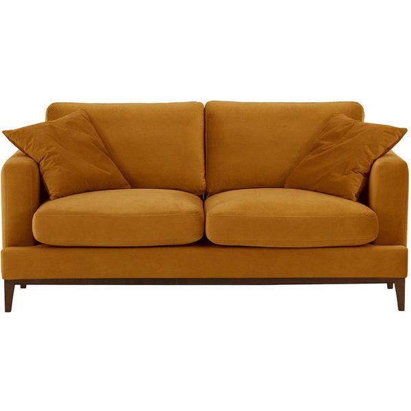 Covex Wood 2,5 Seater Sofa, mustard, Leg colour: dark oak