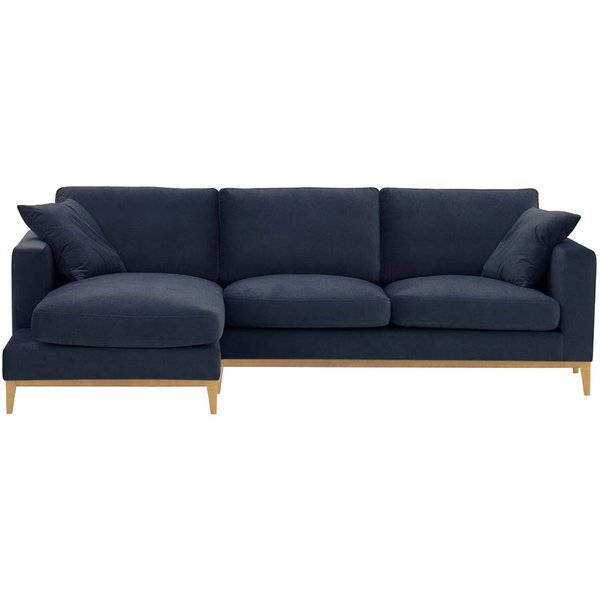 Covex Wood Left-Hand Corner Sofa, blue, Leg colour: like oak