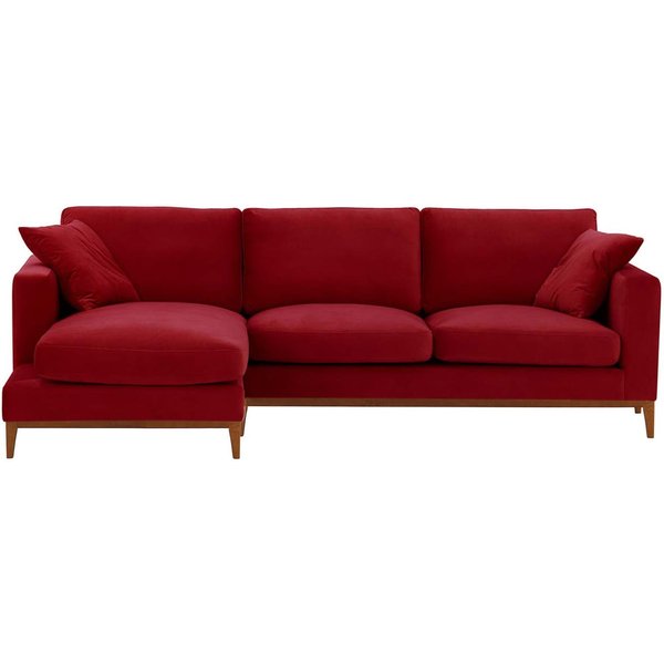 Covex Wood Left-Hand Corner Sofa, dark red, Leg colour: aveo
