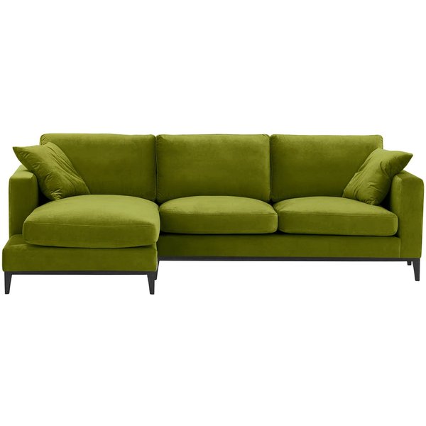 Covex Wood Left-Hand Corner Sofa, olive green, Leg colour: black