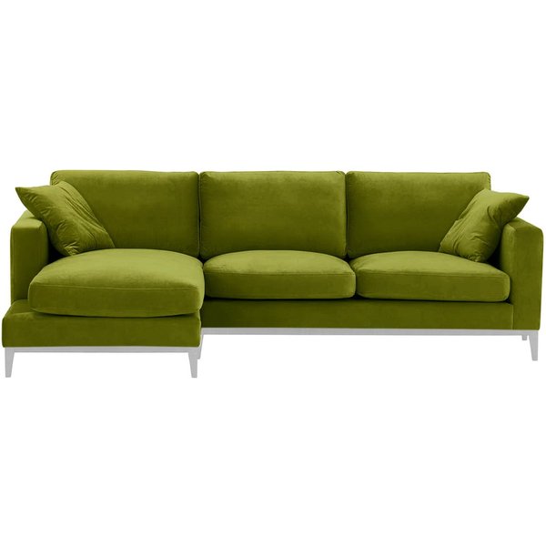 Covex Wood Left-Hand Corner Sofa, olive green, Leg colour: white