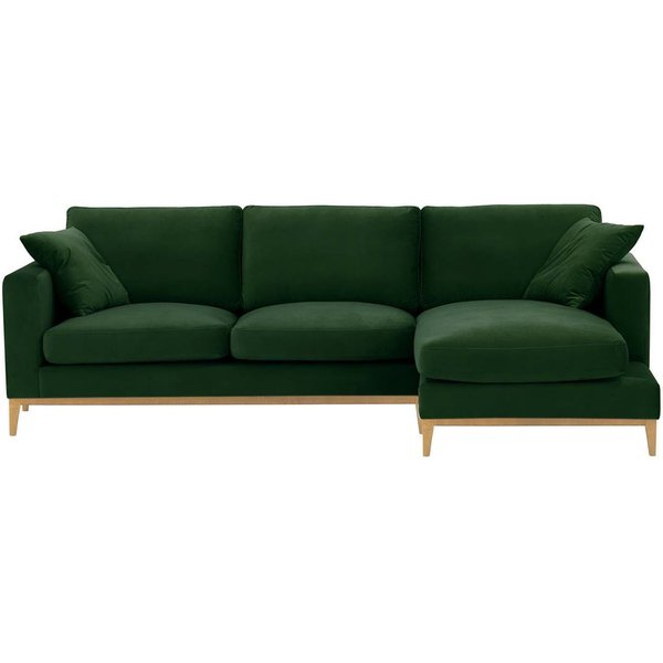 Covex Wood Right-Hand Corner Sofa, dark green, Leg colour: like oak