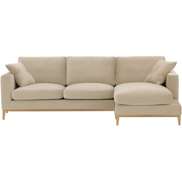 Covex Wood Right-Hand Corner Sofa, light beige, Leg colour: like oak