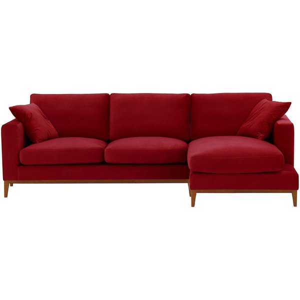 Covex Wood Right-Hand Corner Sofa, dark red, Leg colour: aveo