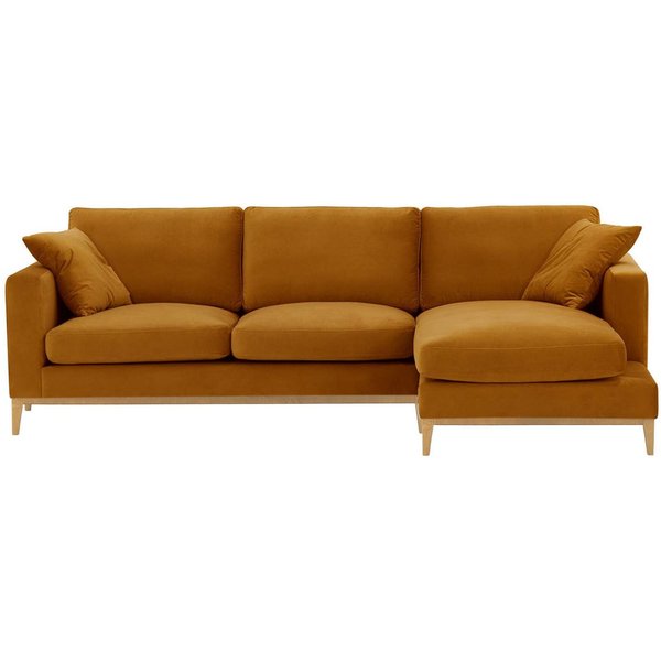 Covex Wood Right-Hand Corner Sofa, mustard, Leg colour: like oak