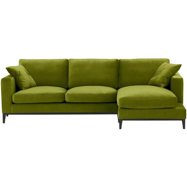 Covex Wood Right-Hand Corner Sofa, olive green, Leg colour: black