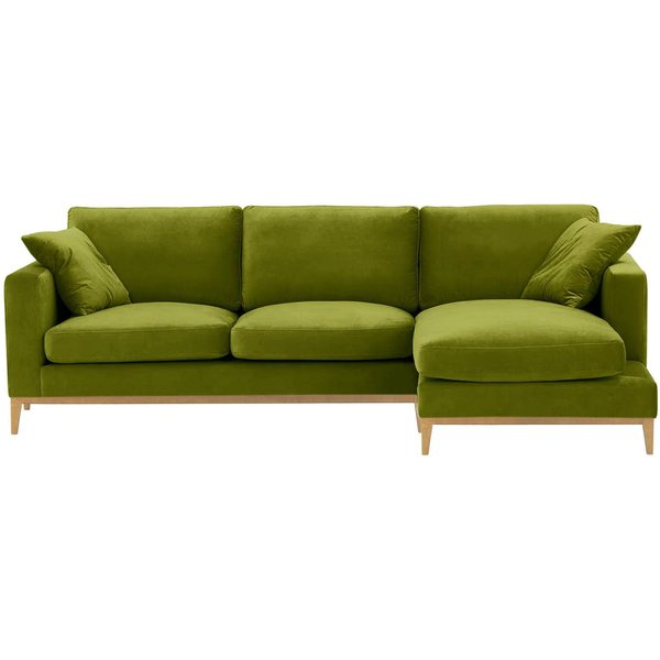 Covex Wood Right-Hand Corner Sofa, olive green, Leg colour: like oak