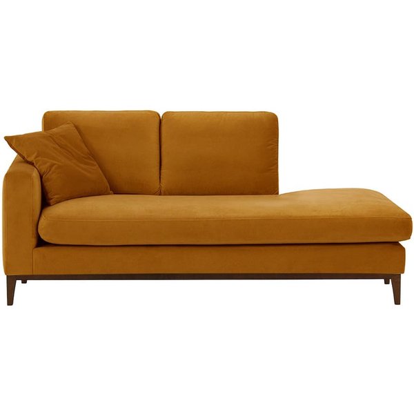 Covex Wood Left-Hand Daybed, mustard, Leg colour: dark oak