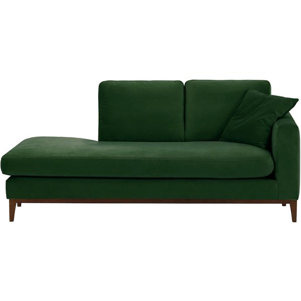 Covex Wood Right-Hand Daybed, dark green, Leg colour: dark oak