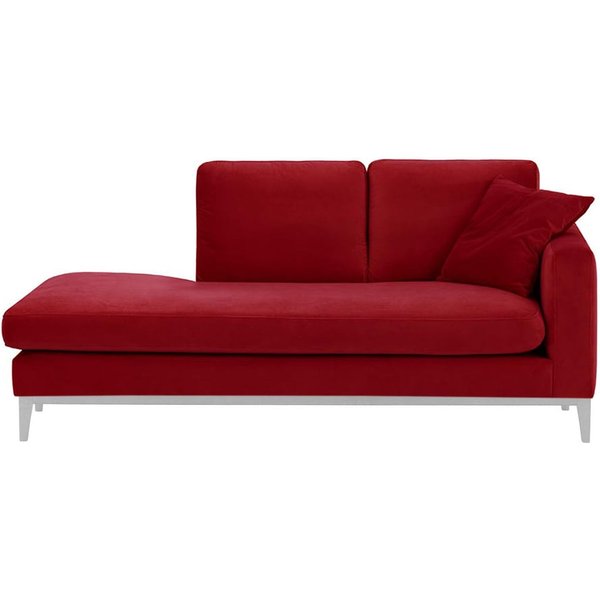 Covex Wood Right-Hand Daybed, dark red, Leg colour: white