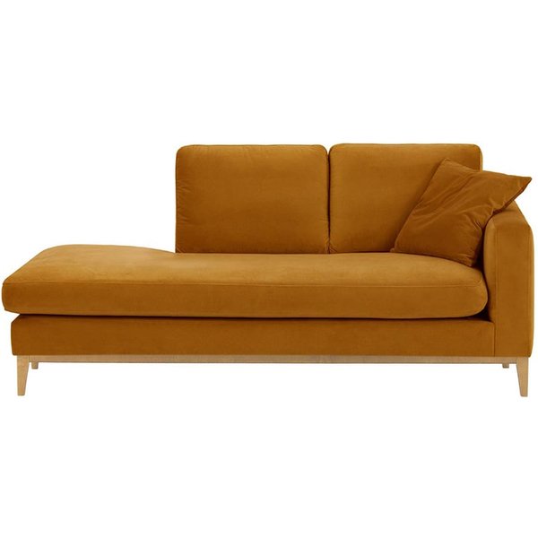 Covex Wood Right-Hand Daybed, mustard, Leg colour: like oak