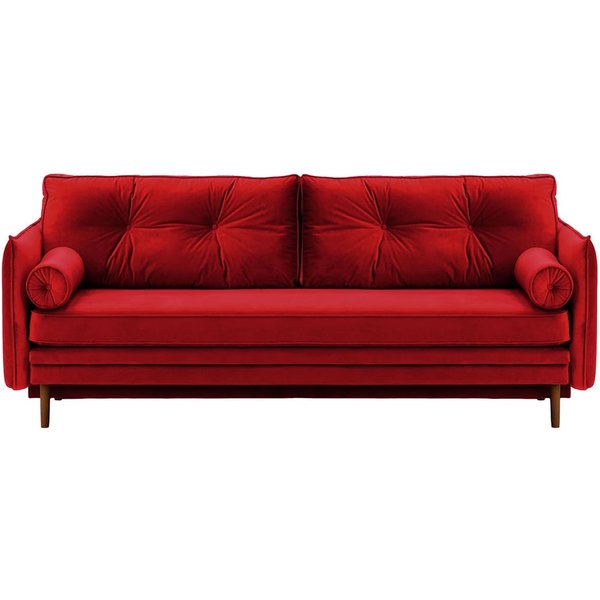 Darnet Sofa Bed with Storage, dark red, Leg colour: dark oak