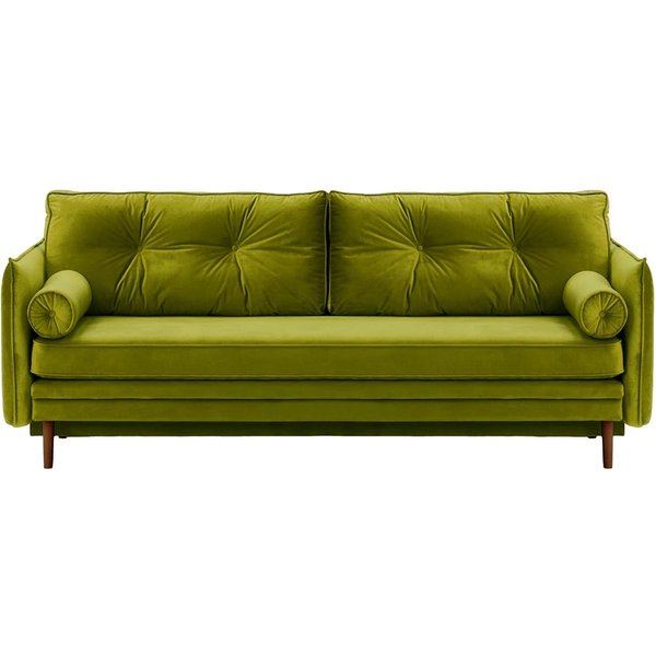 Darnet Sofa Bed with Storage, olive green, Leg colour: dark oak