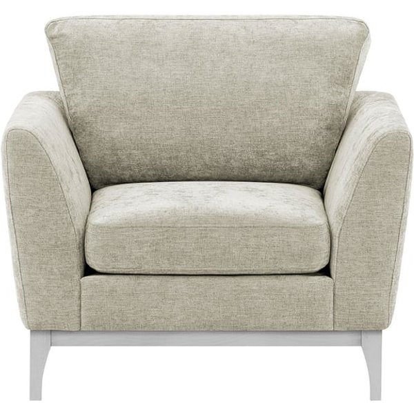 Malone Armchair, light grey, Leg colour: white