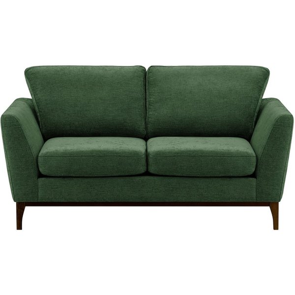 Malone 2 Seater Sofa, green, Leg colour: dark oak