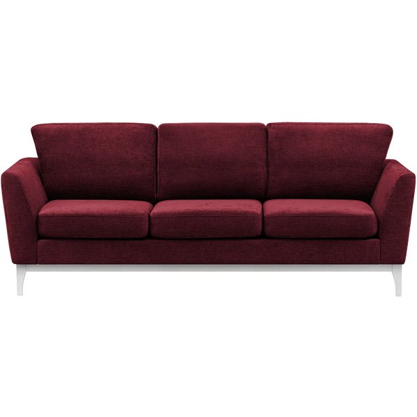 Malone 3 Seater Sofa, red, Leg colour: white