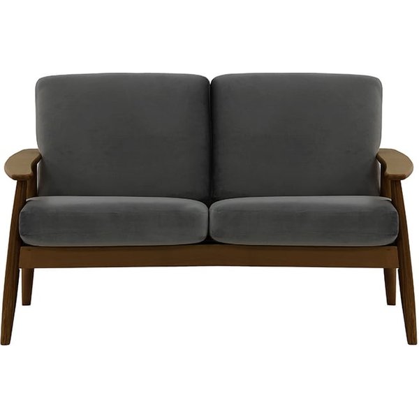 Demure 2 Seater Sofa, graphite, Leg colour: dark oak