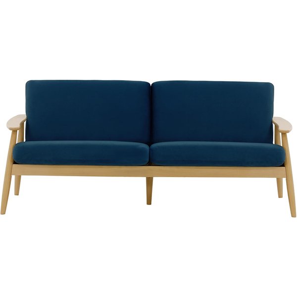 Demure 3 Seater Sofa, blue, Leg colour: like oak