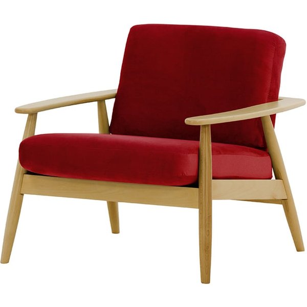 Demure Armchair, dark red, Leg colour: like oak