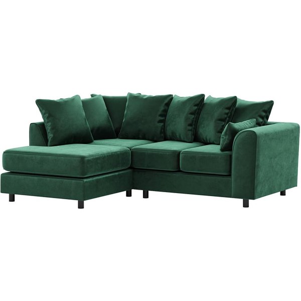 Dillon Velvet Left Hand Corner Sofa, green