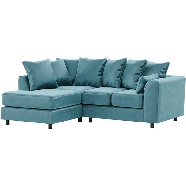 Dillon Velvet Left Hand Corner Sofa, blue