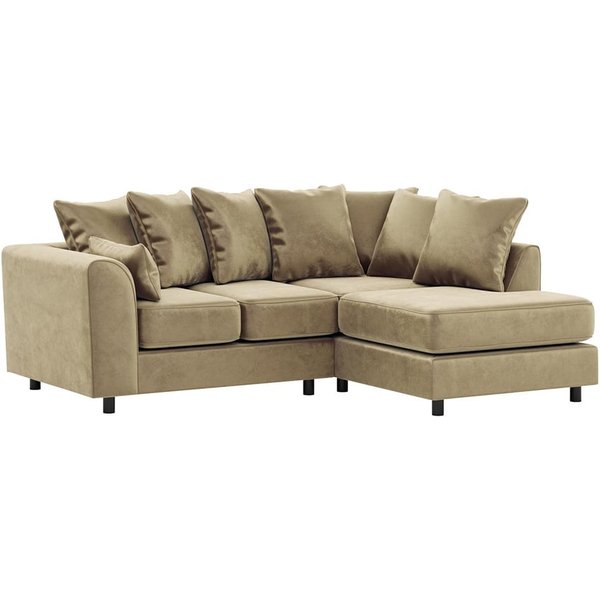 Dillon Velvet Right Hand Corner Sofa, beige