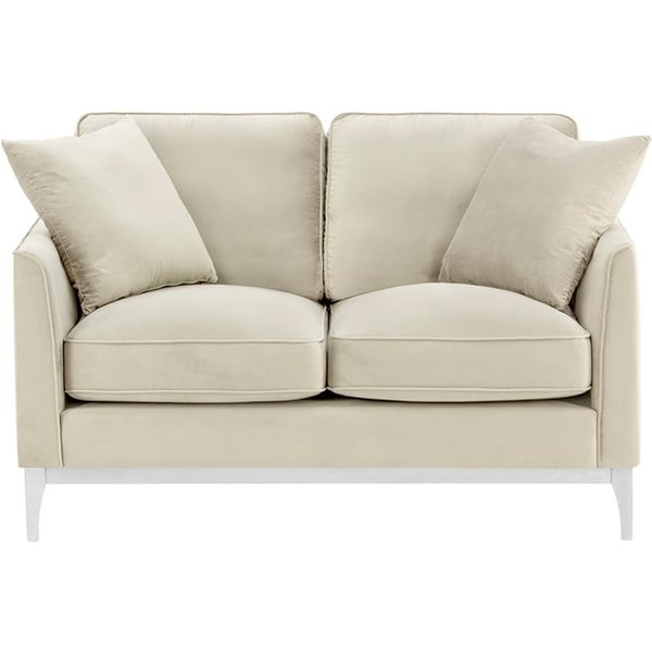 Linara 2 Seater Sofa, light beige, Leg colour: white
