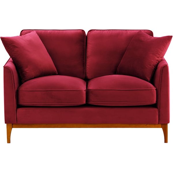 Linara 2 Seater Sofa, dark red, Leg colour: aveo
