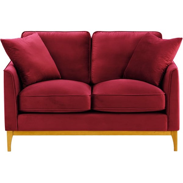Linara 2 Seater Sofa, dark red, Leg colour: like oak
