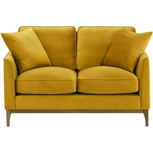 Linara 2 Seater Sofa, mustard, Leg colour: wax black
