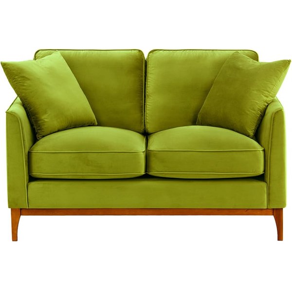 Linara 2 Seater Sofa, olive green, Leg colour: aveo