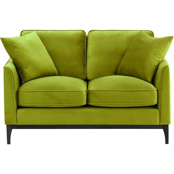 Linara 2 Seater Sofa, olive green, Leg colour: black