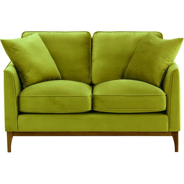 Linara 2 Seater Sofa, olive green, Leg colour: dark oak