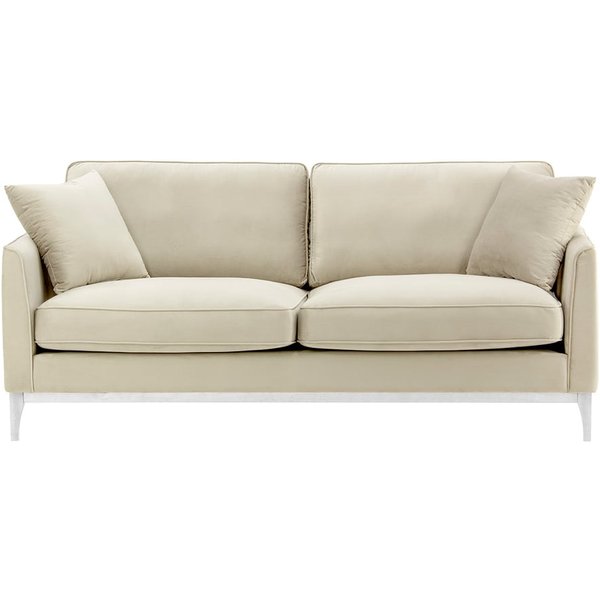 Linara 3 Seater Sofa, light beige, Leg colour: white