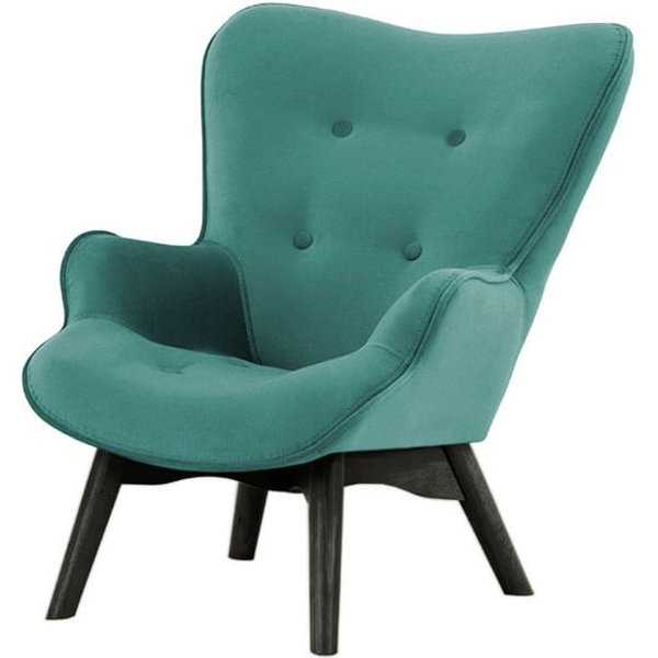 Ducon Mini Velvet Children's Wingback Chair, light blue, Leg colour: black