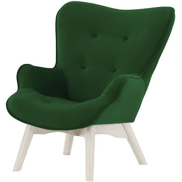 Ducon Mini Velvet Children's Wingback Chair, green, Leg colour: white
