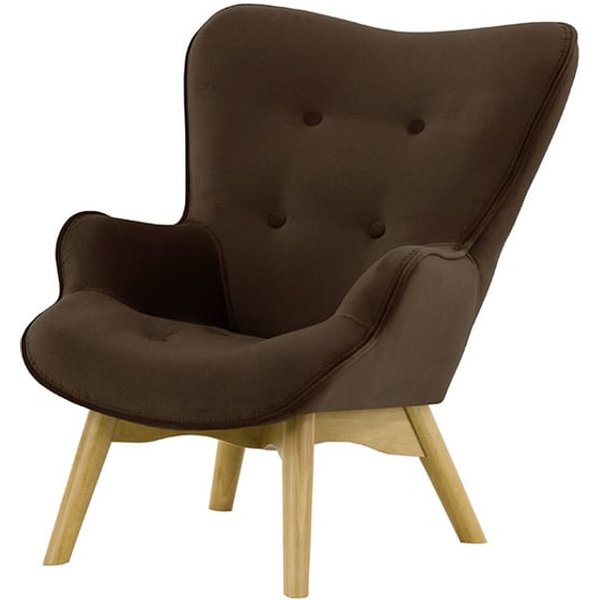 Ducon Mini Velvet Children's Wingback Chair, brown, Leg colour: like oak